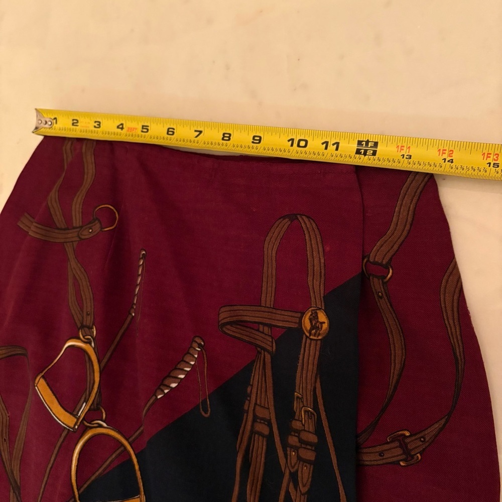 Ralph Lauren Vintage 80s Equestrian Mini Skirt Horse Bit Stirrup Wool Wrap Short - Picture 11 of 16